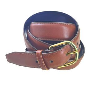 Lands End Brown Full Grain Leather Belt Mens Size 44 Made in the USA